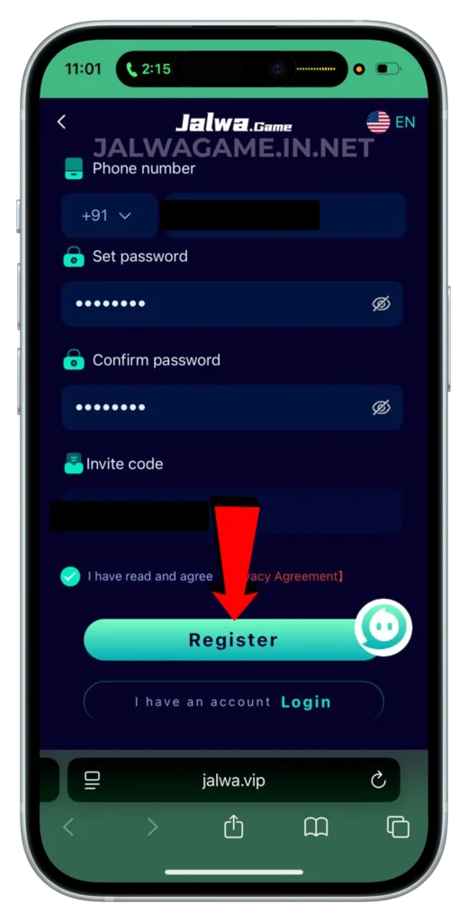 jalwa-game-register-page
